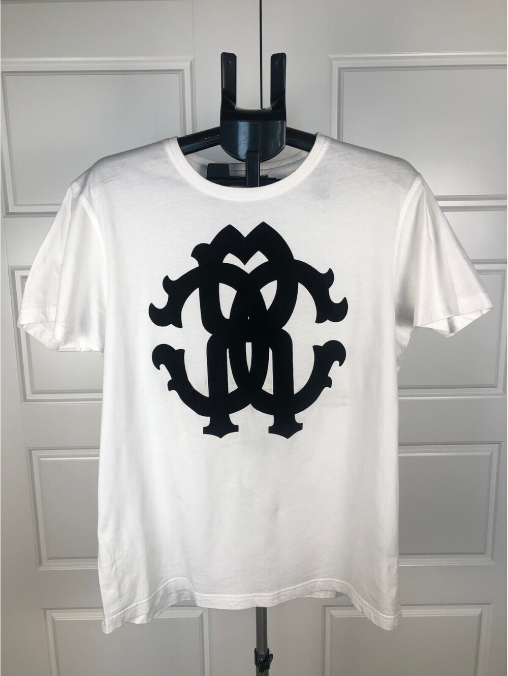 Streetwear Old Money Roberto Cavalli Flocked Monogram Tee White XXL